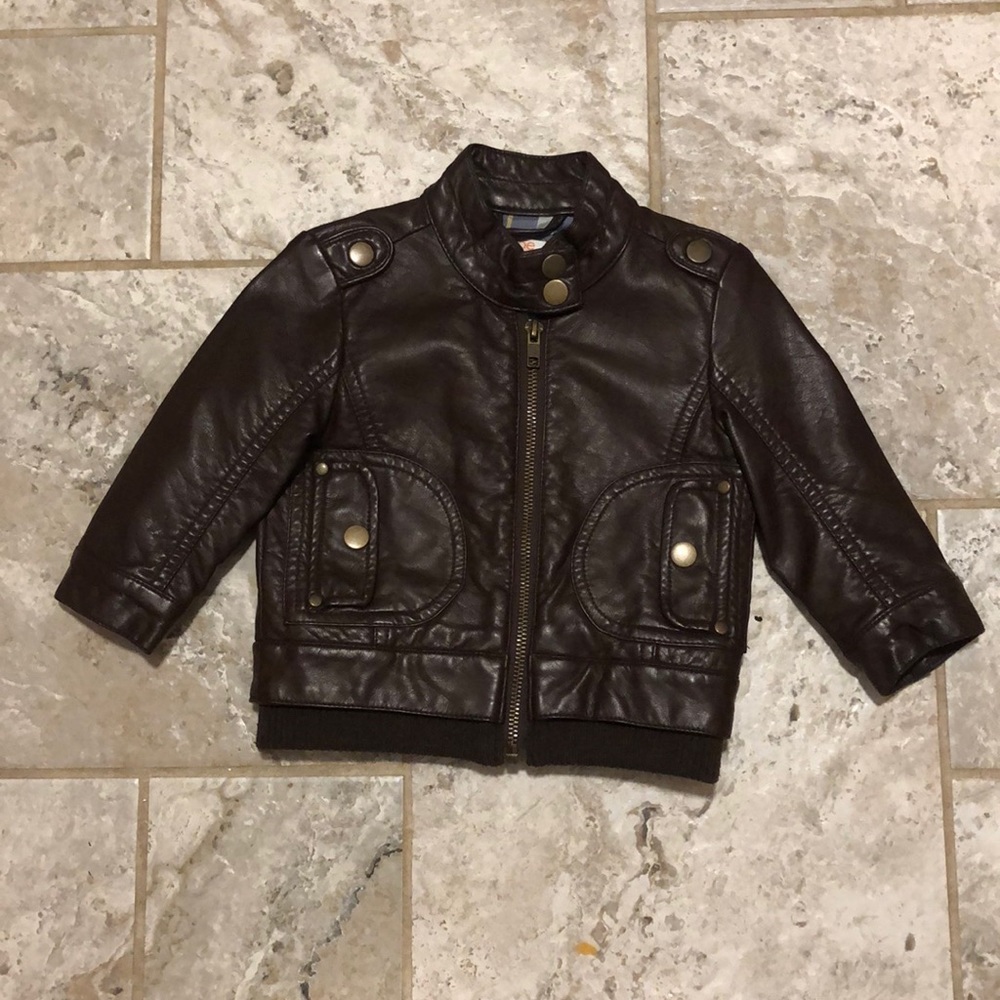 ⚡️Brown pleather baby jacket 😍